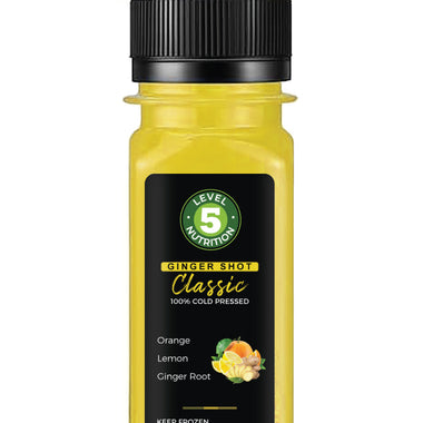 Ingredients: orange, lemon, ginger root

Description: Includes 12 (2 oz) shots.