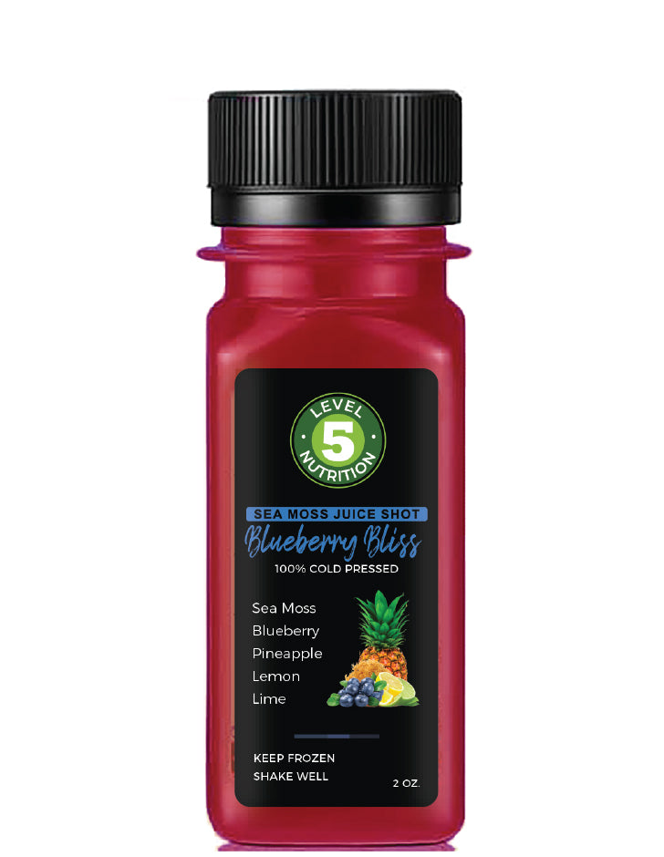 Ingredients: sea moss, blueberry, pineapple, lemon, lime

Description: Includes 12 (2 oz) shots. Wildcrafted sea moss infused with cold-pressed blueberry juice